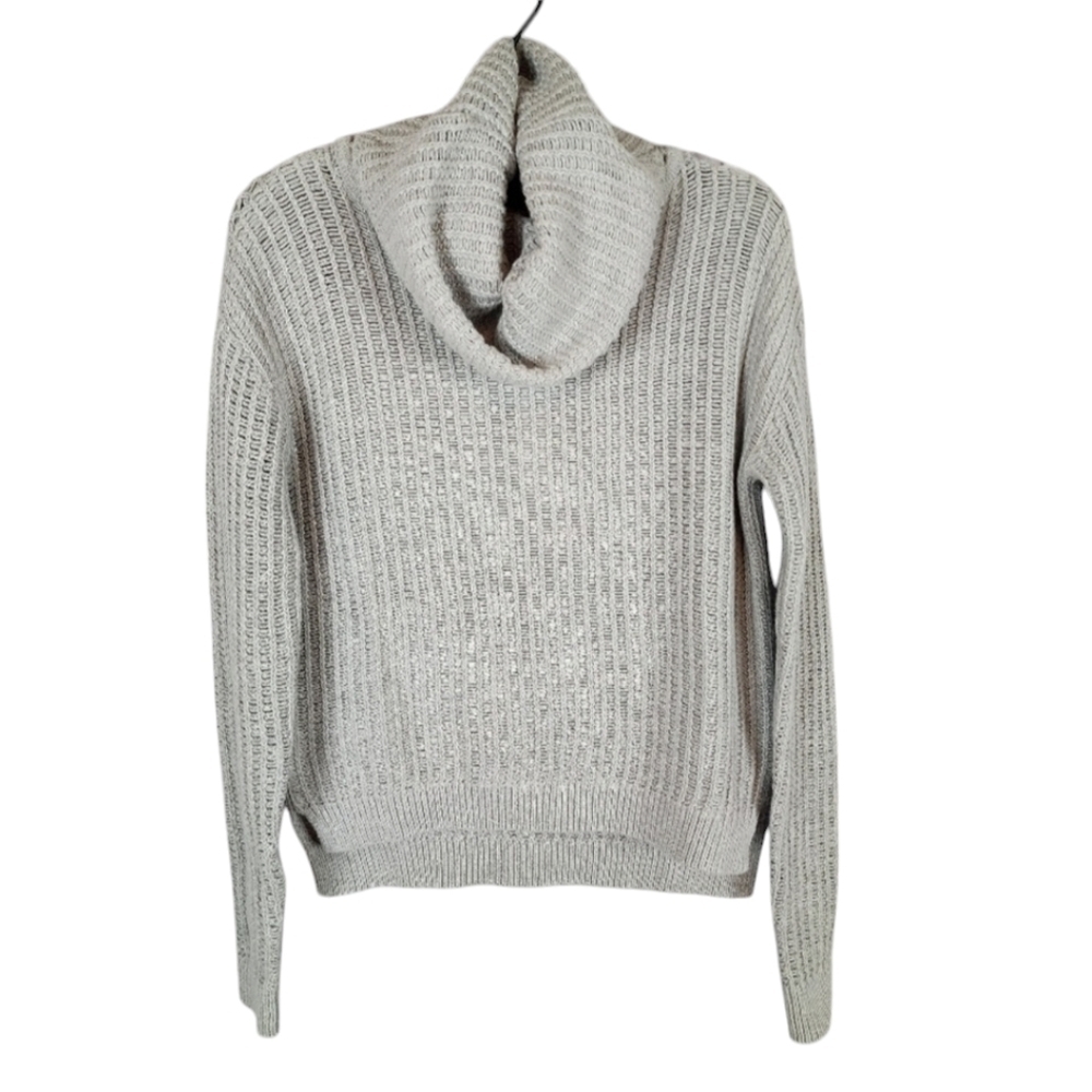 Revolve One Grey Day cotton cashmere blend knit cowl neck sweater Size XS NEW